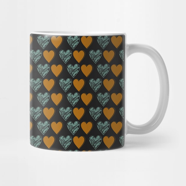 Black background with love pattern hand drawn, vintage colour by Degiab